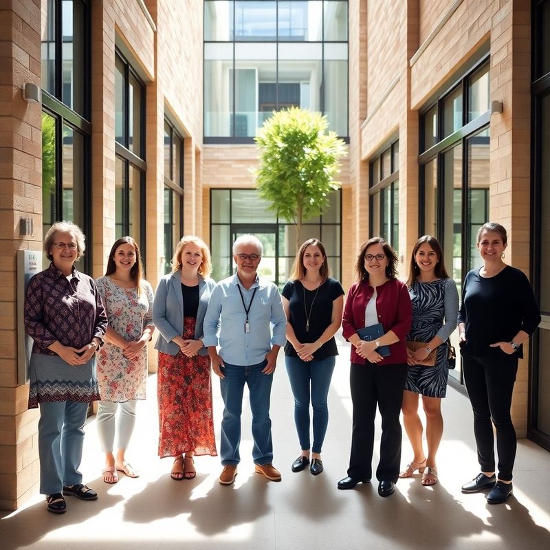 Group of Hancockau educators in a Gold Coast campus corridor