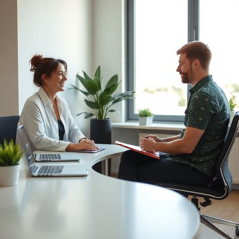 An adviser and prospective student in a focused consultation